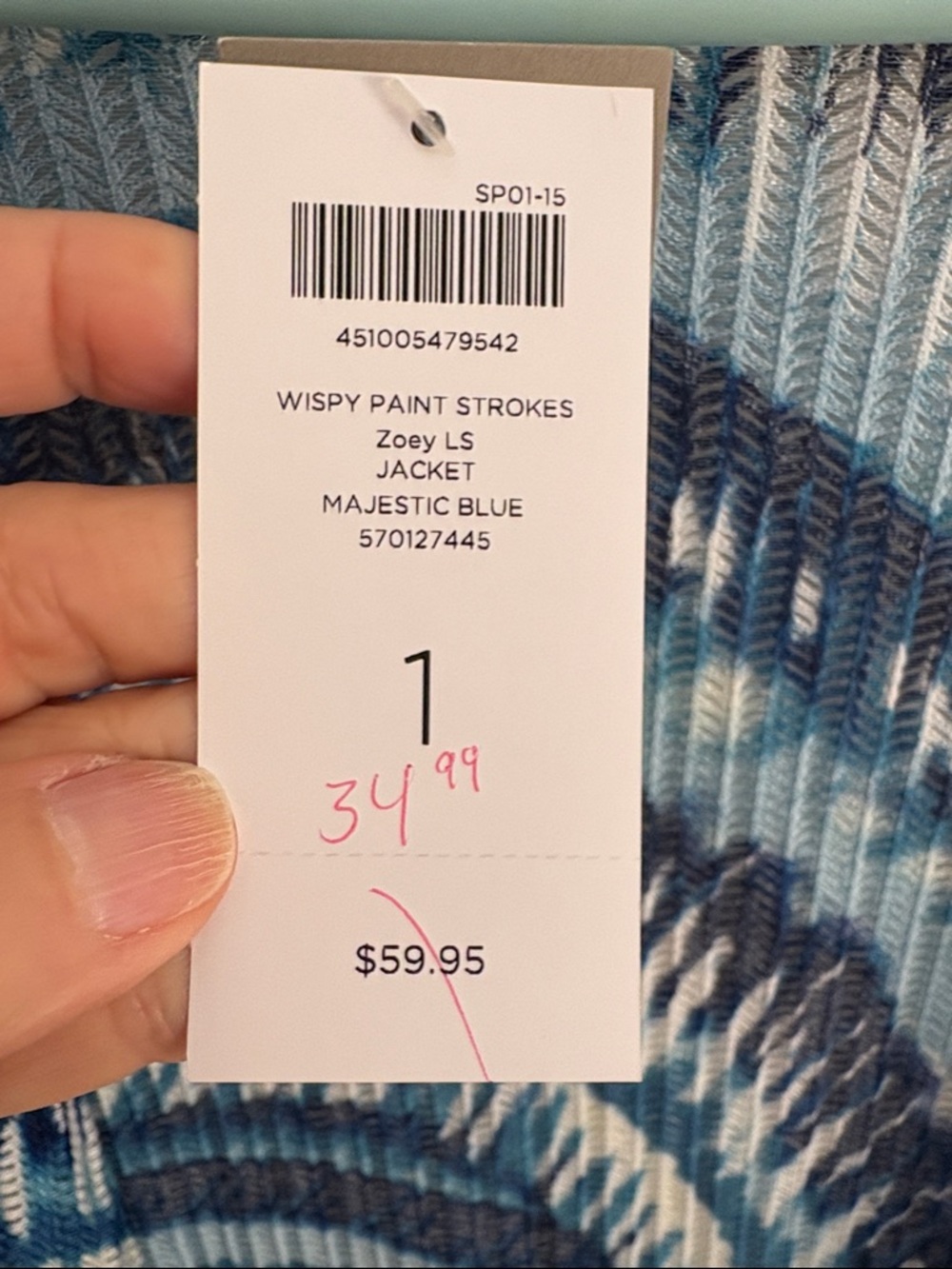 Chico's Easywear Blue & White Open-Front Knit Cardigan NWT size 1 (medium) - Picture 3 of 8